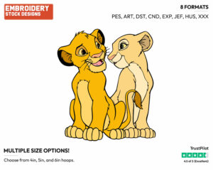 Simba, Nala - Disney's The Lion King - Embroidery Design in 3 sizes & 8 formats