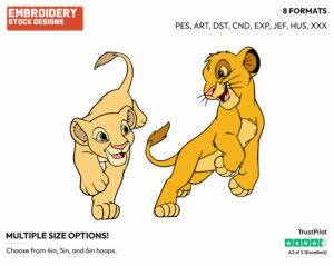Simba, Nala - Disney's The Lion King - Embroidery Design in 3 sizes & 8 formats