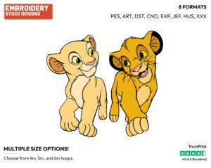 Simba, Nala - Disney's The Lion King - Embroidery Design in 3 sizes & 8 formats