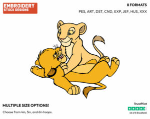 Simba, Nala Playing - Disney's The Lion King - Embroidery Design in 3 sizes & 8 formats
