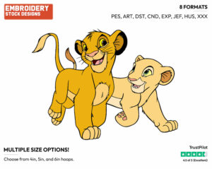 Simba, Nala - Disney's The Lion King - Embroidery Design in 3 sizes & 8 formats