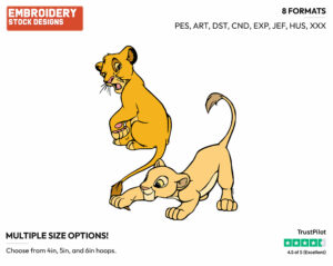 Simba, Nala - Disney's The Lion King - Embroidery Design in 3 sizes & 8 formats
