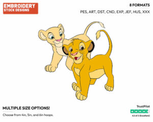 Simba, Nala - Disney's The Lion King - Embroidery Design in 3 sizes & 8 formats