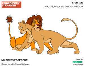 Adult Simba, Nala - Disney's The Lion King - Embroidery Design in 3 sizes & 8 formats