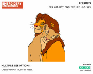 Adult Simba, Nala - Disney's The Lion King - Embroidery Design in 3 sizes & 8 formats