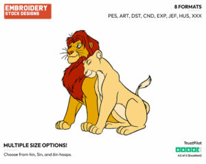 Adult Simba, Nala - Disney's The Lion King - Embroidery Design in 3 sizes & 8 formats