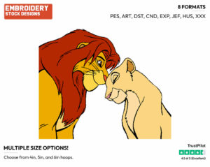 Adult Simba, Nala - Disney's The Lion King - Embroidery Design in 3 sizes & 8 formats