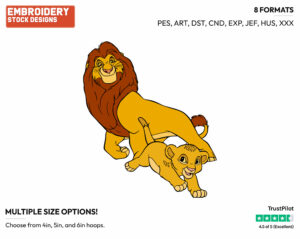 Mufasa With Baby Simba - Disney's The Lion King - Embroidery Design in 3 sizes & 8 formats