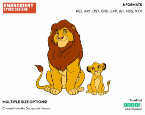 Young Simba With Mufasa - Disney's The Lion King - Embroidery Design in 3 sizes & 8 formats
