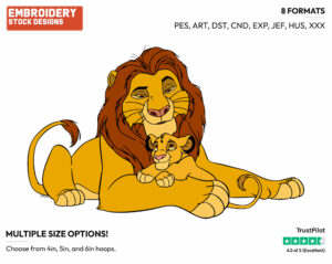 Mufasa With Young Simba - Disney's The Lion King - Embroidery Design in 3 sizes & 8 formats