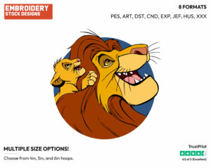Young Simba With Mufasa - Disney's The Lion King - Embroidery Design in 3 sizes & 8 formats