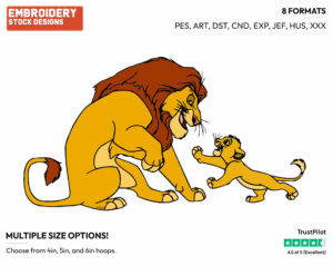 Simba, Mufasa Playing - Disney's The Lion King - Embroidery Design in 3 sizes & 8 formats