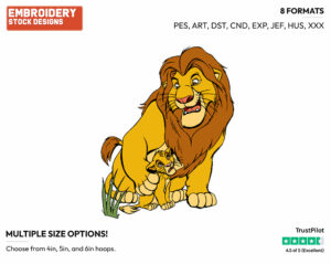 Simba, Mufasa - Disney's The Lion King - Embroidery Design in 3 sizes & 8 formats