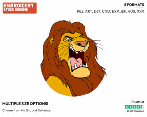 Mufasa Roaring - Disney's The Lion King - Embroidery Design in 3 sizes & 8 formats