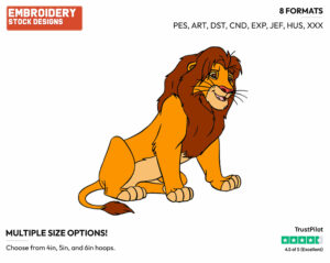 Simba - Disney's The Lion King - Embroidery Design in 3 sizes & 8 formats