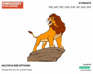 Simba Roaring - Disney's The Lion King - Embroidery Design in 3 sizes & 8 formats