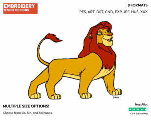 Simba - Disney's The Lion King - Embroidery Design in 3 sizes & 8 formats