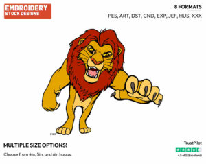 Simba Pouncing - Disney's The Lion King - Embroidery Design in 3 sizes & 8 formats