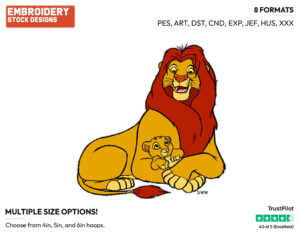 Simba, Baby Kiara - Disney's The Lion King - Embroidery Design in 3 sizes & 8 formats
