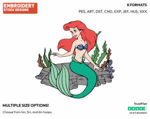 Ariel Looking Mischievous - Disney's The Little Mermaid - Embroidery Design in 3 sizes & 8 formats