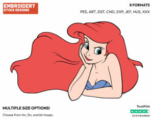 Ariel Looking Mischievous - Disney's The Little Mermaid - Embroidery Design in 3 sizes & 8 formats