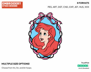 Ariel - Disney's The Little Mermaid - Embroidery Design in 3 sizes & 8 formats