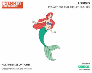 Ariel Looking Up - Disney's The Little Mermaid - Embroidery Design in 3 sizes & 8 formats