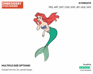 Ariel - Disney's The Little Mermaid - Embroidery Design in 3 sizes & 8 formats