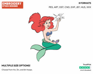 Ariel, Pearl - Disney's The Little Mermaid - Embroidery Design in 3 sizes & 8 formats