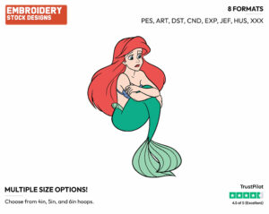 Sad Ariel - Disney's The Little Mermaid - Embroidery Design in 3 sizes & 8 formats