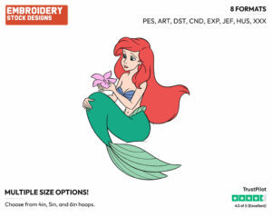 Sad Ariel - Disney's The Little Mermaid - Embroidery Design in 3 sizes & 8 formats
