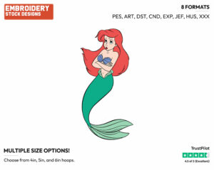 Ariel With Crossed Arms - Disney's The Little Mermaid - Embroidery Design in 3 sizes & 8 formats