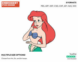 Sad Ariel - Disney's The Little Mermaid - Embroidery Design in 3 sizes & 8 formats
