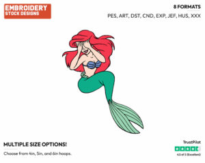 Ariel Covering Her Eyes - Disney's The Little Mermaid - Embroidery Design in 3 sizes & 8 formats