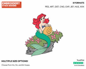 Ariel - Disney's The Little Mermaid - Embroidery Design in 3 sizes & 8 formats