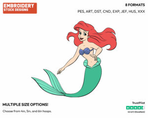 Ariel - Disney's The Little Mermaid - Embroidery Design in 3 sizes & 8 formats