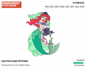 Ariel Playing Dress Up - Disney's The Little Mermaid - Embroidery Design in 3 sizes & 8 formats