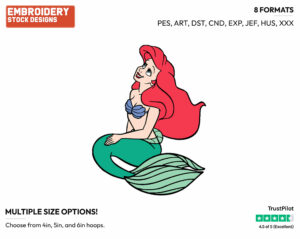 Ariel Looking Up - Disney's The Little Mermaid - Embroidery Design in 3 sizes & 8 formats