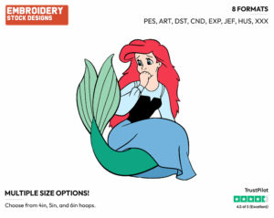 Ariel Turning Back Into A Mermaid - Disney's The Little Mermaid - Embroidery Design in 3 sizes & 8 formats