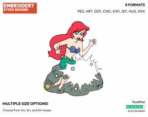 Ariel Transforming Into A Human - Disney's The Little Mermaid - Embroidery Design in 3 sizes & 8 formats