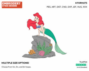 Ariel - Disney's The Little Mermaid - Embroidery Design in 3 sizes & 8 formats