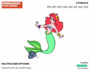 Ariel - Disney's The Little Mermaid - Embroidery Design in 3 sizes & 8 formats