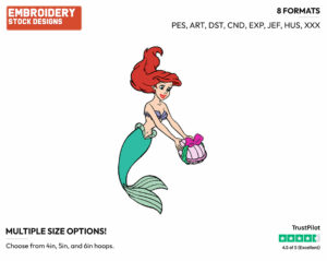 Ariel - Disney's The Little Mermaid - Embroidery Design in 3 sizes & 8 formats