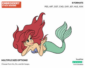 Ariel - Disney's The Little Mermaid - Embroidery Design in 3 sizes & 8 formats