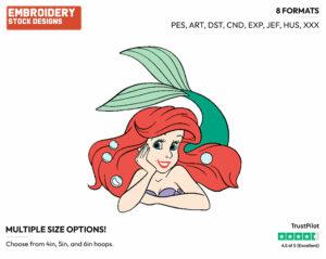Ariel - Disney's The Little Mermaid - Embroidery Design in 3 sizes & 8 formats
