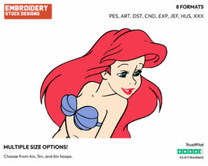 Ariel - Disney's The Little Mermaid - Embroidery Design in 3 sizes & 8 formats