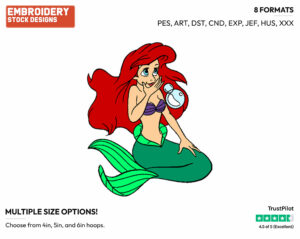 Ariel Giggling - Disney's The Little Mermaid - Embroidery Design in 3 sizes & 8 formats