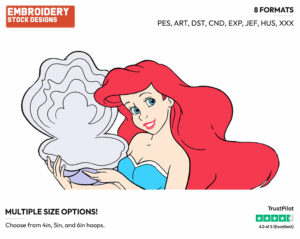Ariel - Disney's The Little Mermaid - Embroidery Design in 3 sizes & 8 formats