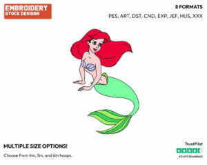 Ariel - Disney's The Little Mermaid - Embroidery Design in 3 sizes & 8 formats