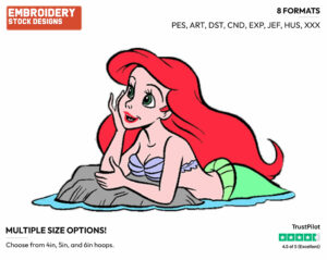 Ariel - Disney's The Little Mermaid - Embroidery Design in 3 sizes & 8 formats